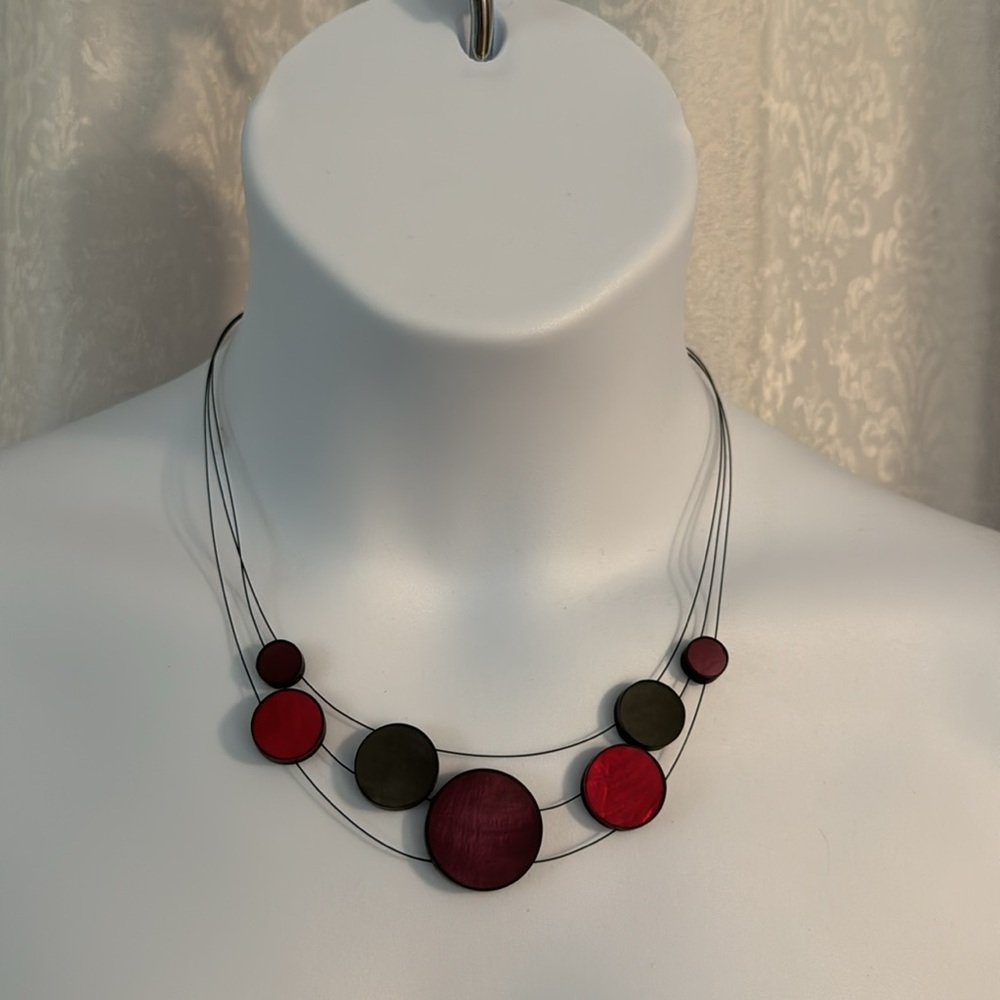 HANDMADE NECKLACE WOODEN CIRCLES